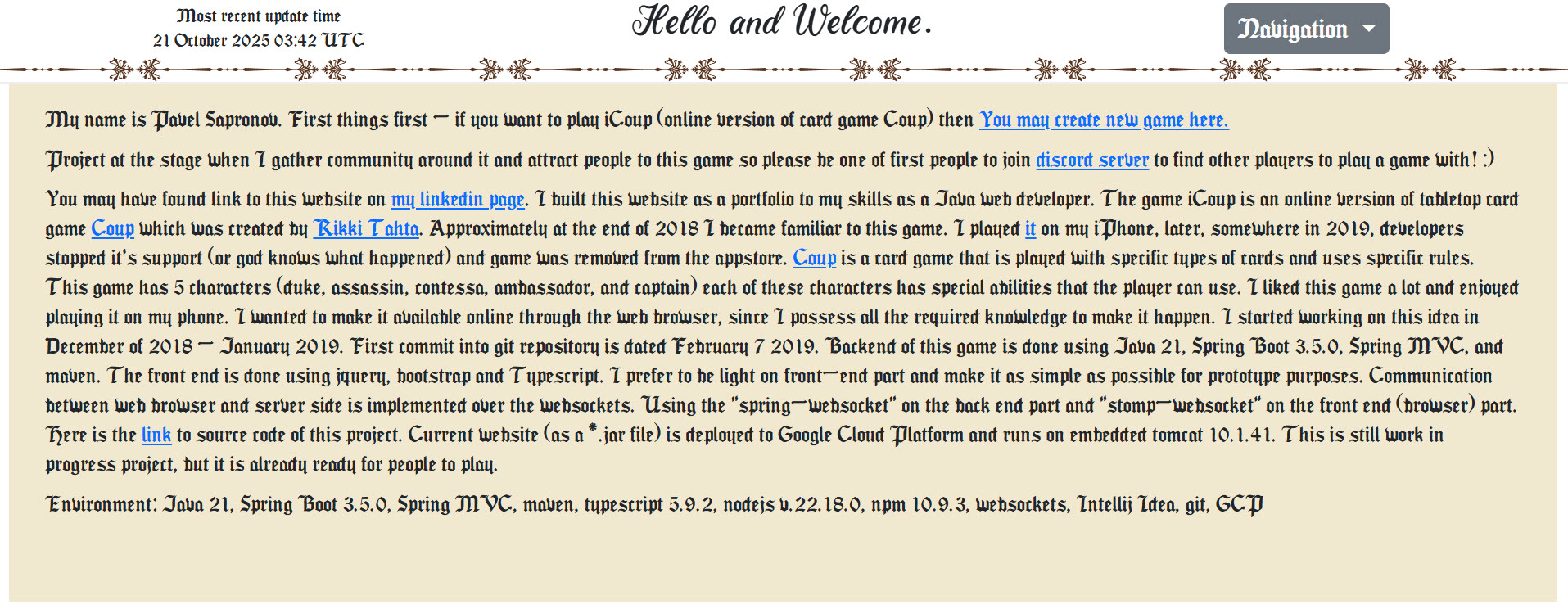 带有漂亮字体的截图主页。