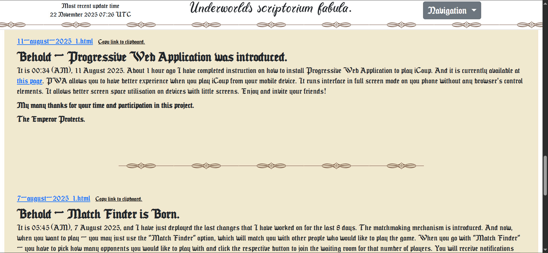 Scriptorium fabula 页面上 fabulas 之间带有分隔符的截图。