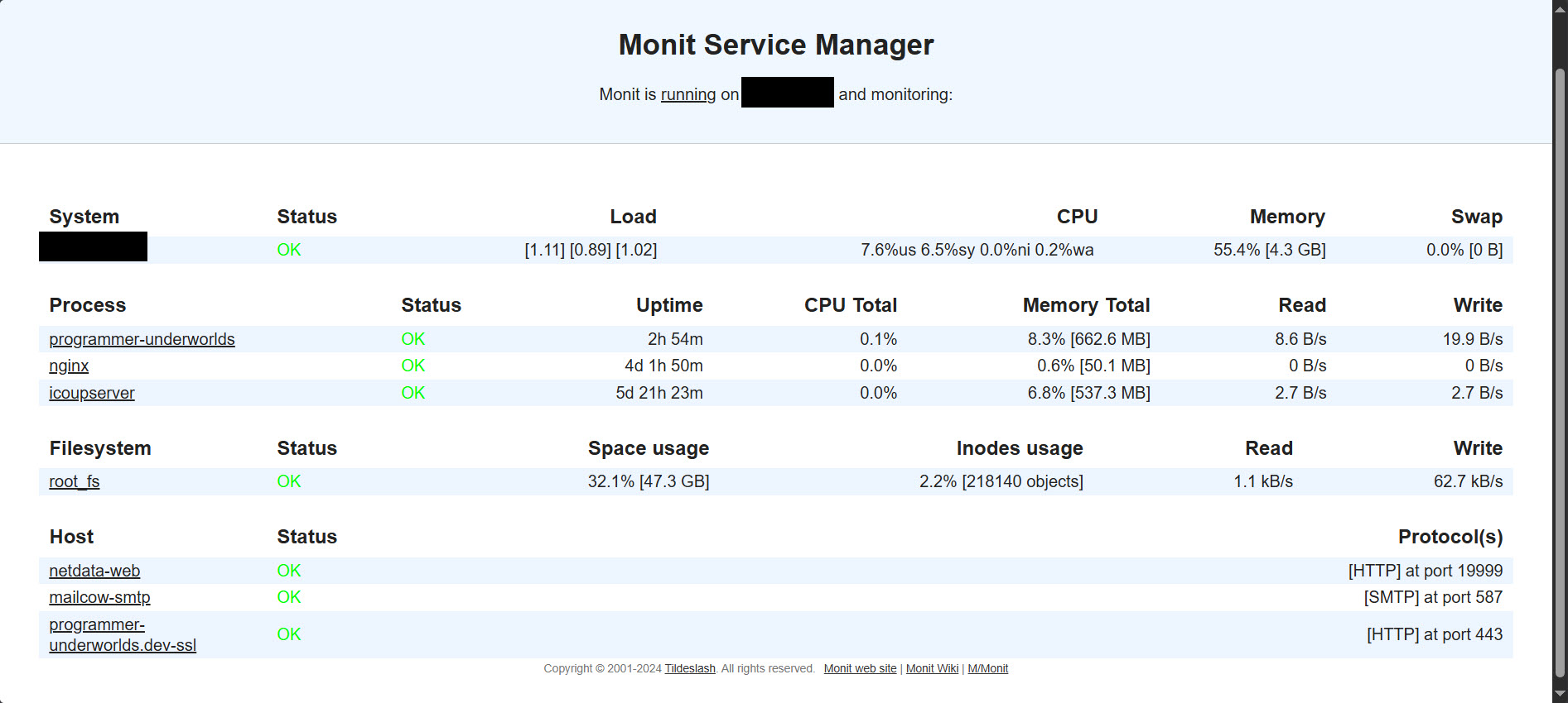 monit 监控资源页面