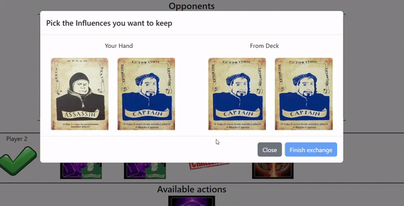 动画gif，显示在交换对话框期间被选中卡牌如何放大。